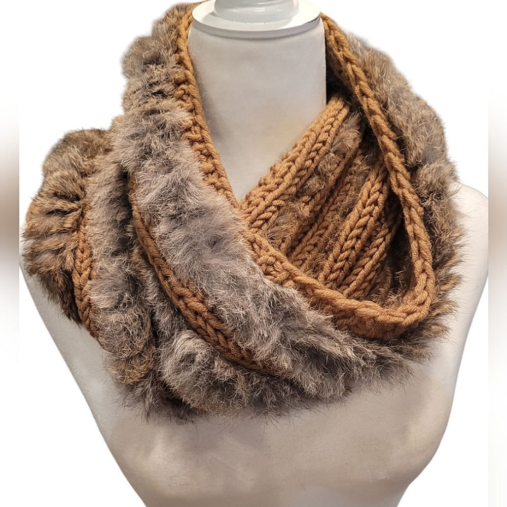 Calypso St. Barth Crochet and Rabbit Fur Scarf